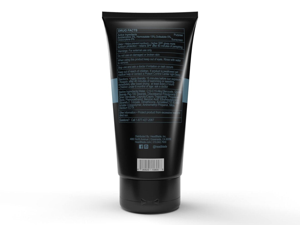 HeadBlade HeadLube SPF 50 Men's Lotion and Sunscreen - No Greasiness, Sweat Resistant, Formulated for Face, Body & Scalps - Water Resistant for 80 Minutes, 5 fl oz - görsel 8