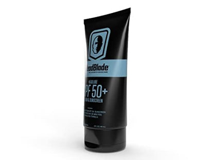 HeadBlade HeadLube SPF 50 Men's Lotion and Sunscreen - No Greasiness, Sweat Resistant, Formulated for Face, Body & Scalps - Water Resistant for 80 Minutes, 5 fl oz