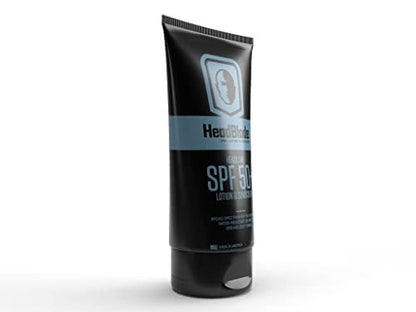 HeadBlade HeadLube SPF 50 Men's Lotion and Sunscreen - No Greasiness, Sweat Resistant, Formulated for Face, Body & Scalps - Water Resistant for 80 Minutes, 5 fl oz