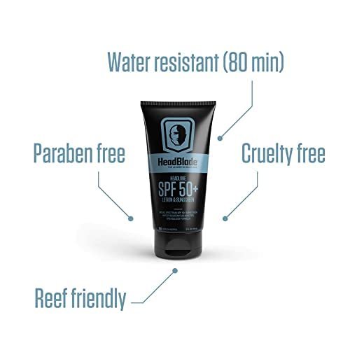HeadBlade HeadLube SPF 50 Men's Lotion and Sunscreen - No Greasiness, Sweat Resistant, Formulated for Face, Body & Scalps - Water Resistant for 80 Minutes, 5 fl oz - görsel 5