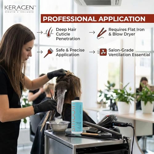 Keragen Brazilian Keratin Smoothing Treatment - Formaldehyde-Free Blowout for Frizzy, Dry, or Damaged Hair - Smooth, Silky Results - Fine to Medium Hair - 16 Oz Avelisse