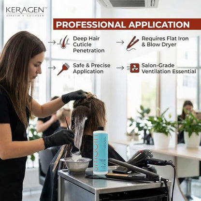 Keragen Brazilian Keratin Smoothing Treatment - Formaldehyde-Free Blowout for Frizzy, Dry, or Damaged Hair - Smooth, Silky Results - Fine to Medium Hair - 16 Oz Avelisse