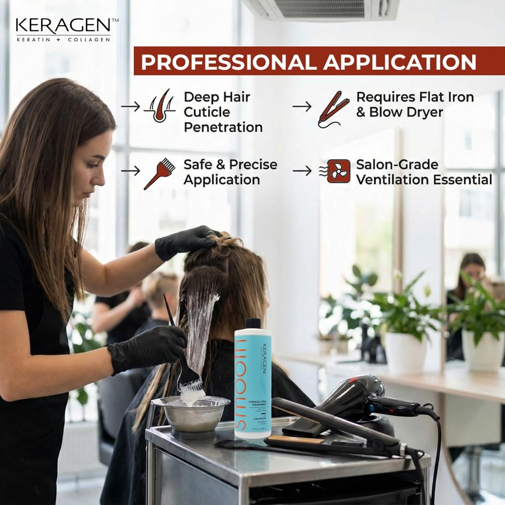 Keragen Brazilian Keratin Smoothing Treatment - Formaldehyde-Free Blowout for Frizzy, Dry, or Damaged Hair - Smooth, Silky Results - Fine to Medium Hair - 16 Oz Avelisse