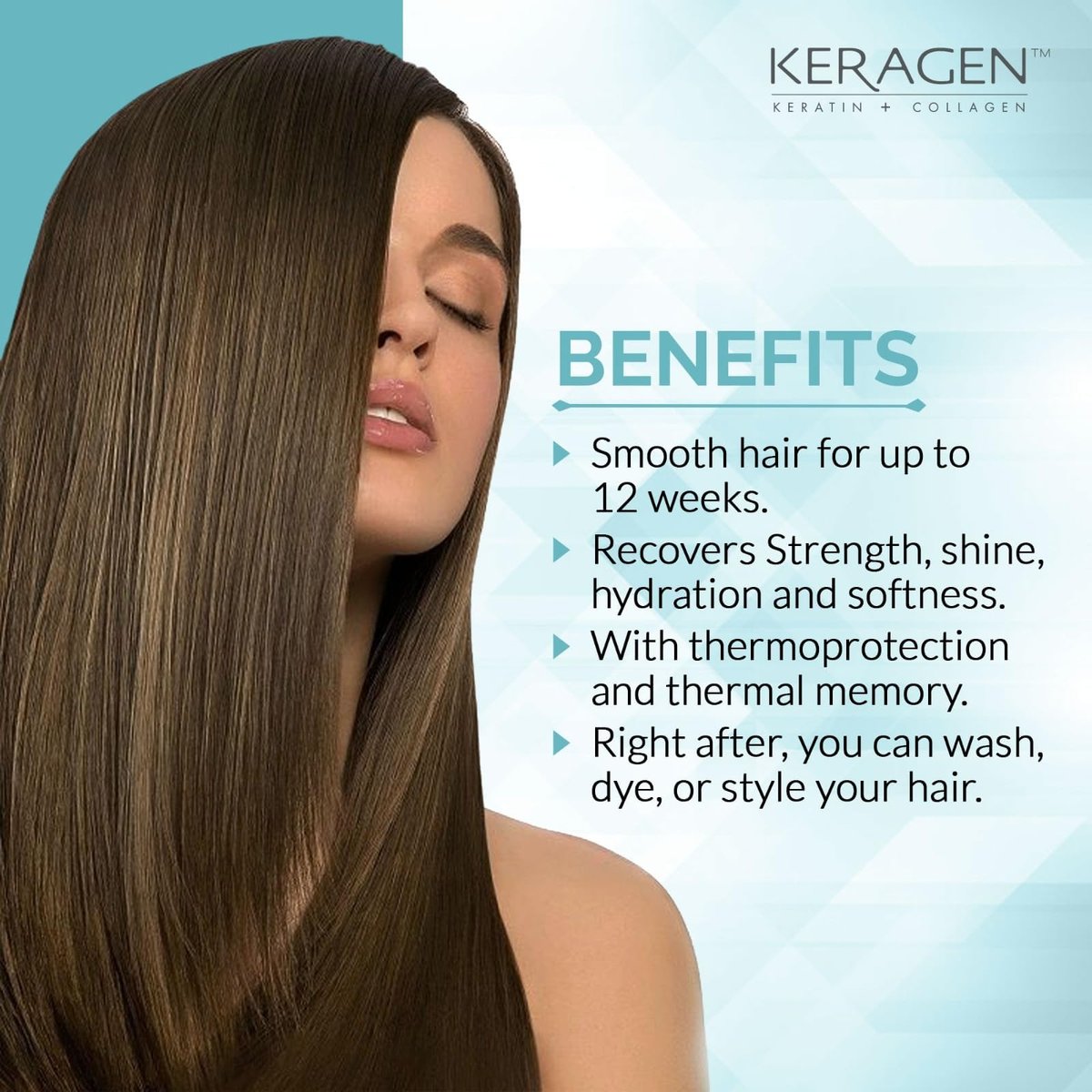 Keragen Brazilian Keratin Smoothing Treatment - Formaldehyde-Free Blowout for Frizzy, Dry, or Damaged Hair - Smooth, Silky Results - Fine to Medium Hair - 16 Oz Avelisse