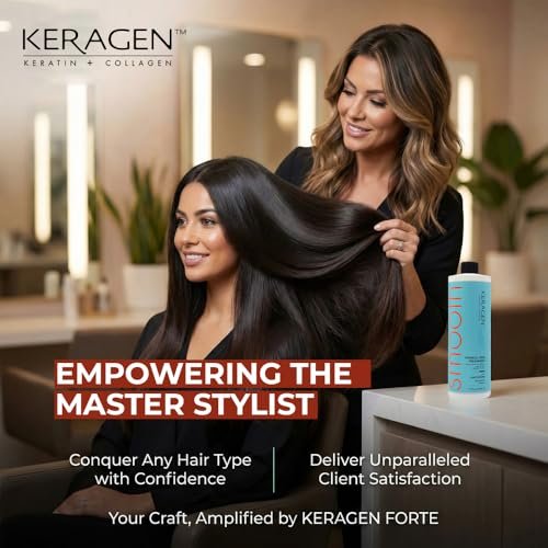 Keragen Brazilian Keratin Smoothing Treatment - Formaldehyde-Free Blowout for Frizzy, Dry, or Damaged Hair - Smooth, Silky Results - Fine to Medium Hair - 16 Oz Avelisse