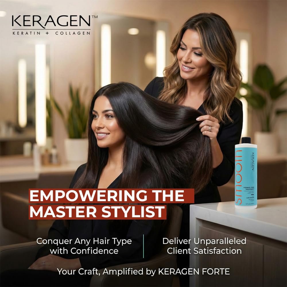 Keragen Brazilian Keratin Smoothing Treatment - Formaldehyde-Free Blowout for Frizzy, Dry, or Damaged Hair - Smooth, Silky Results - Fine to Medium Hair - 16 Oz Avelisse