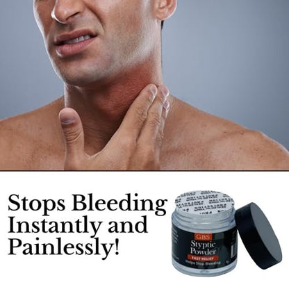 Styptic Powder Jars – Professional Grooming First Aid for Shaving Nicks, Razor Cuts & Razor Burn – Quick Healing Blood Stop Powder, 3 Pack (.18 oz Each)