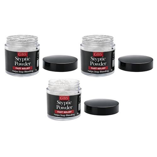 Styptic Powder Jars – Professional Grooming First Aid for Shaving Nicks, Razor Cuts & Razor Burn – Quick Healing Blood Stop Powder, 3 Pack (.18 oz Each) - görsel 2