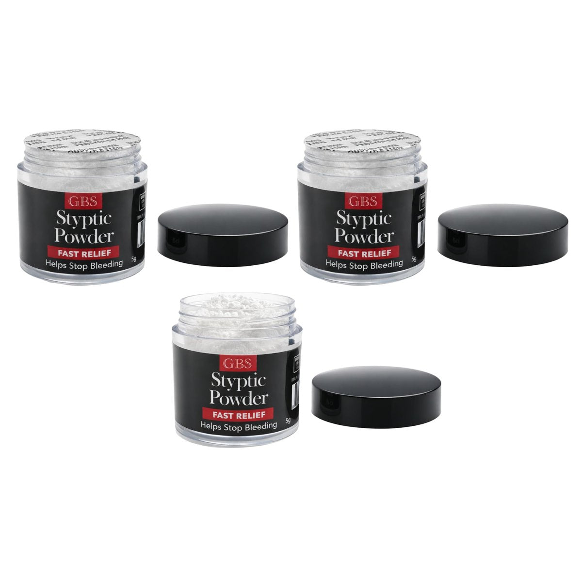 Styptic Powder Jars – Professional Grooming First Aid for Shaving Nicks, Razor Cuts & Razor Burn – Quick Healing Blood Stop Powder, 3 Pack (.18 oz Each) - görsel 1