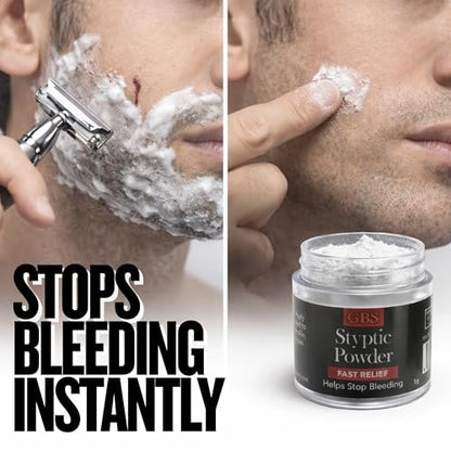 Styptic Powder Jars – Professional Grooming First Aid for Shaving Nicks, Razor Cuts & Razor Burn – Quick Healing Blood Stop Powder, 3 Pack (.18 oz Each)