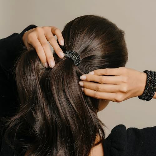 L. Erickson Pony Hair Ties – Black – 8 Pack No Damage Ponytail Holders for Women - görsel 12