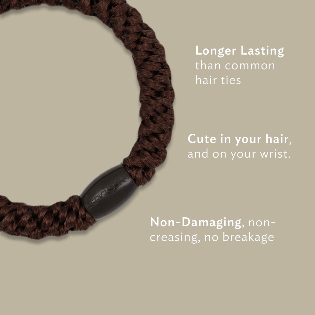 L. Erickson Pony Hair Ties – Black – 8 Pack No Damage Ponytail Holders for Women - görsel 3