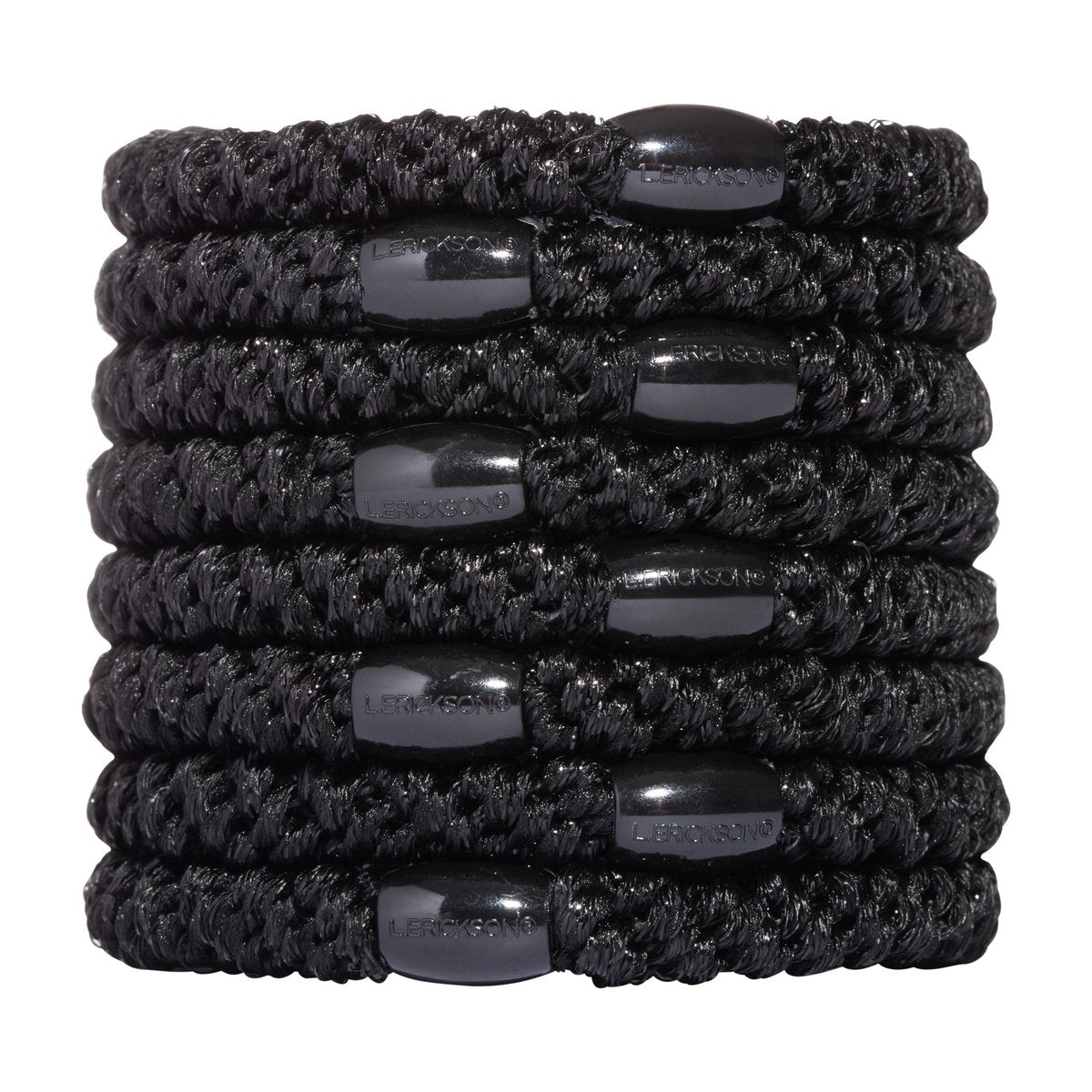 L. Erickson Pony Hair Ties – Black – 8 Pack No Damage Ponytail Holders for Women - görsel 1