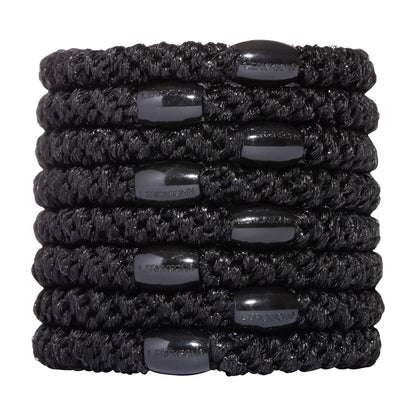 L. Erickson Pony Hair Ties – Black – 8 Pack No Damage Ponytail Holders for Women