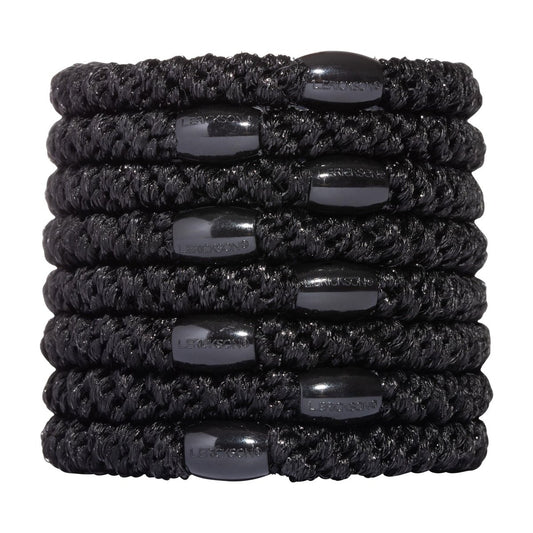 L. Erickson Pony Hair Ties – Black – 8 Pack No Damage Ponytail Holders for Women