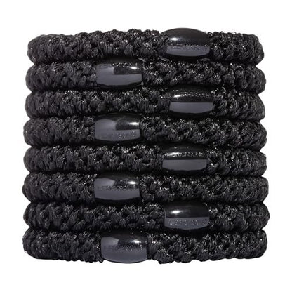 L. Erickson Pony Hair Ties – Black – 8 Pack No Damage Ponytail Holders for Women