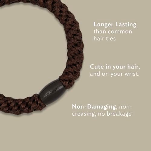 L. Erickson Pony Hair Ties – Black – 8 Pack No Damage Ponytail Holders for Women - görsel 4