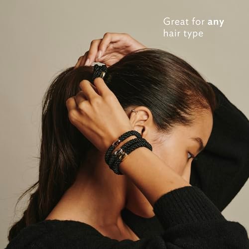 L. Erickson Pony Hair Ties – Black – 8 Pack No Damage Ponytail Holders for Women - görsel 8