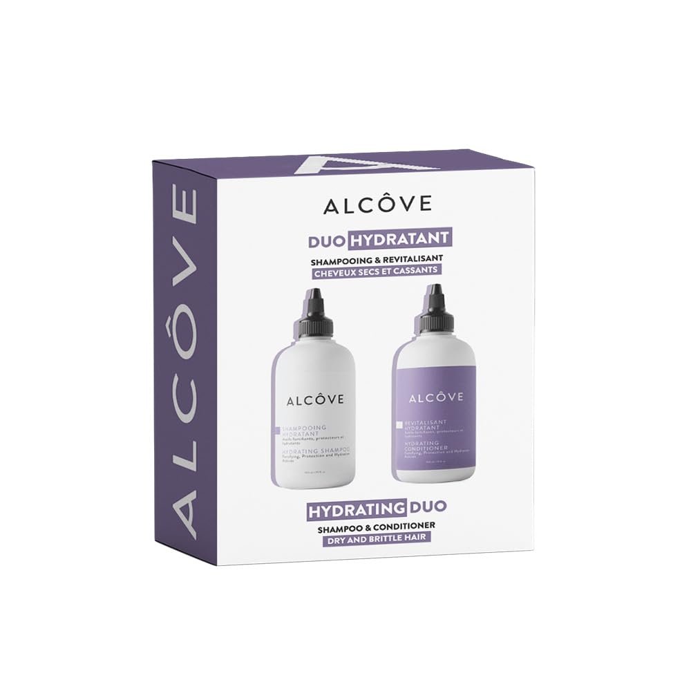 Alcôve Hydrating Shampoo & Conditioner Duo – Sulfate-Free, Moisturizing with Evening Primrose Oil, Mango Extract & Argan Oil – Anti-Frizz, Color-Safe – 10 oz Each Avelisse