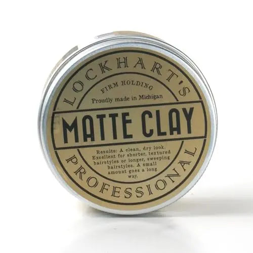 Lockhart’s Classic Matte Clay - Handcrafted Pomade For Men - Medium/Firm Hold, Natural Matte Finish - Made With Kaolin & Beeswax (3.4 oz) Avelisse