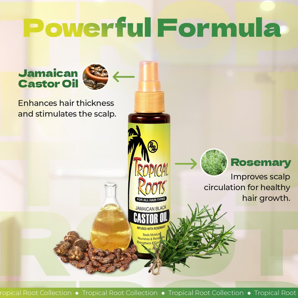 Bronner Brothers Tropical Roots Black Castor Oil with Rosemary, 5 Fl Oz - Nourishing Hair Treatment Oil Avelisse