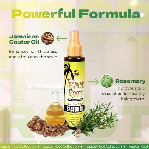 Bronner Brothers Tropical Roots Black Castor Oil with Rosemary, 5 Fl Oz - Nourishing Hair Treatment Oil Avelisse