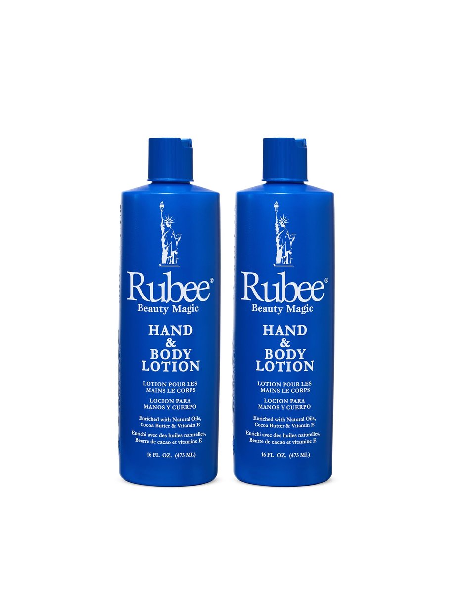 RUBEE Body & Hand Lotion - Pack of 2 Non-Greasy Cacao Butter Lotion for Extremely Dry Skin - 16 oz Each - Vitamin E Moisturizer for Women & Men Avelisse