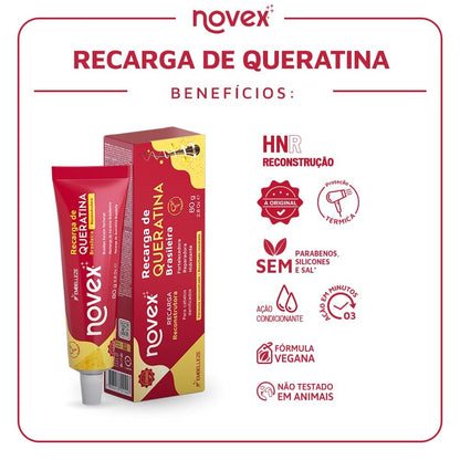 NOVEX Keratin Recharge Leave-In Conditioner – Reconstructive Keratin, Frizz Control & Damage Repair (1.4 oz, Pack of 2) Avelisse