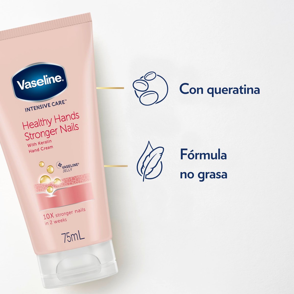 Vaseline Hand Cream 2-Pack – Healthy Hands Stronger Nails with Keratin, 10X Stronger Nails in 2 Weeks, 3.4 Oz Each - görsel 5