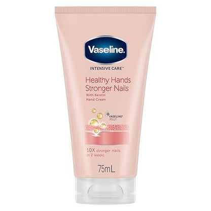 Vaseline Hand Cream 2-Pack – Healthy Hands Stronger Nails with Keratin, 10X Stronger Nails in 2 Weeks, 3.4 Oz Each