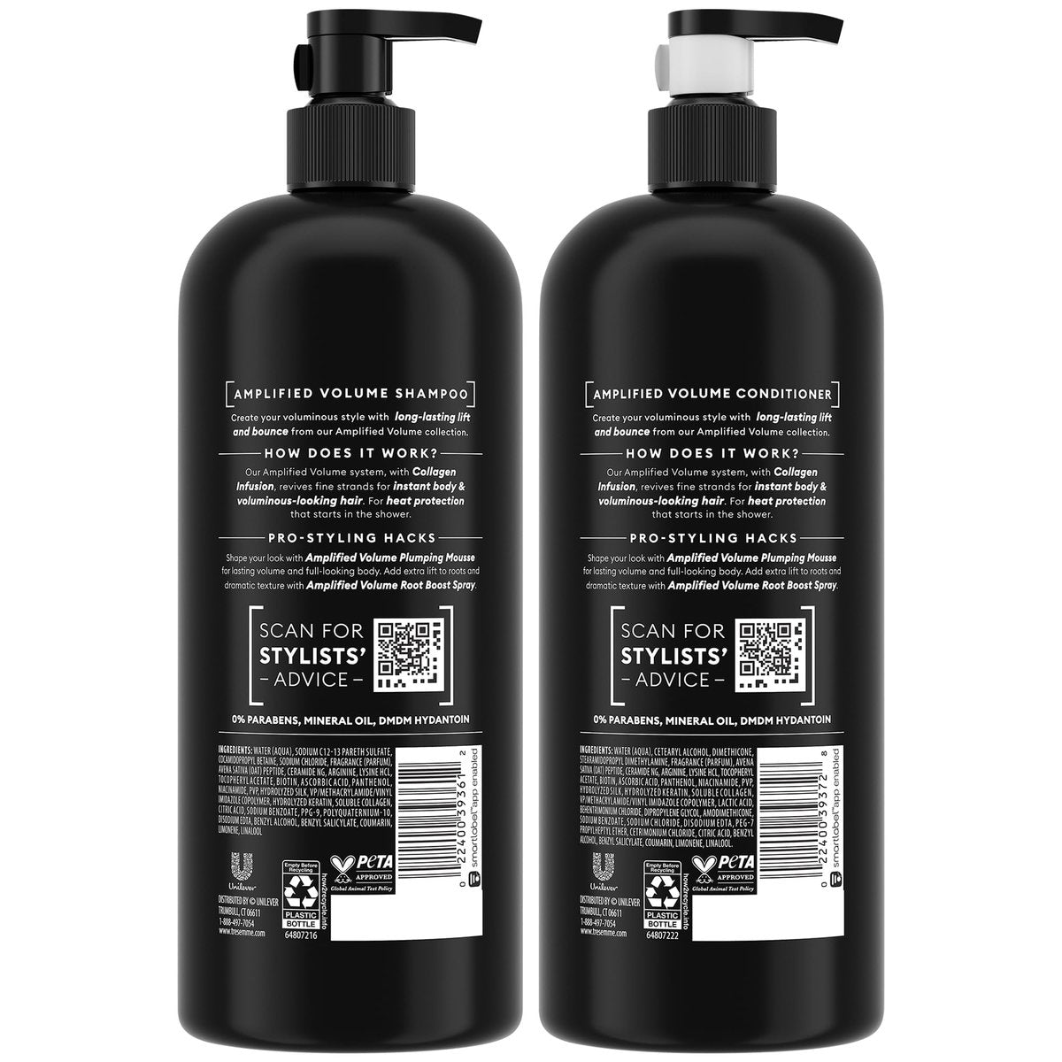 TRESemmé Amplified Volume + Collagen Infusion Shampoo and Conditioner Set with Keratin Repair Mask, 56 Fl Oz Avelisse