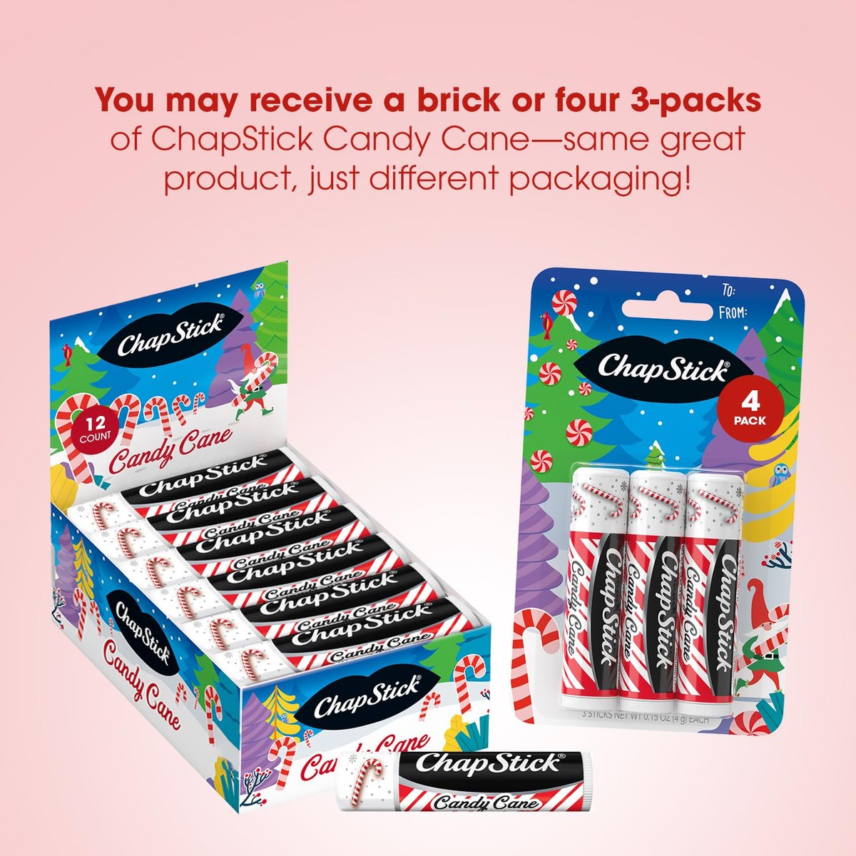 ChapStick Bulk Lip Balm, Candy Cane Packs (12 Sticks) – Fresh & Minty Lip Moisturizer, 0.15 Oz Each - görsel 4