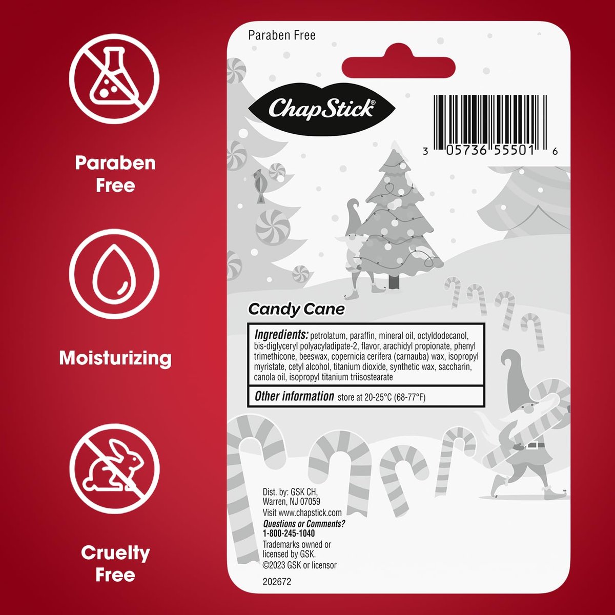 ChapStick Bulk Lip Balm, Candy Cane Packs (12 Sticks) – Fresh & Minty Lip Moisturizer, 0.15 Oz Each - görsel 18