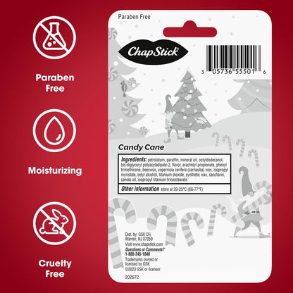 ChapStick Bulk Lip Balm, Candy Cane Packs (12 Sticks) – Fresh & Minty Lip Moisturizer, 0.15 Oz Each