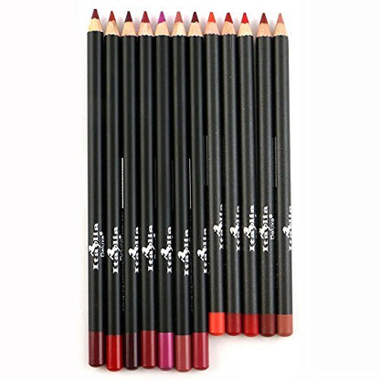 Italia Deluxe Ultra Fine Lip Liner Set - 12 Long-Lasting, Highly Pigmented Colors