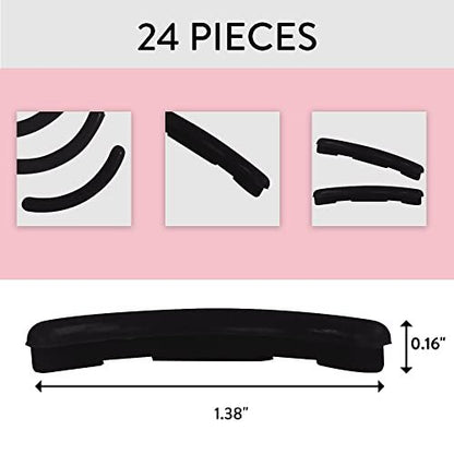 PETUNIA SKINCARE Black Eyelash Curler Refills (24-Pack) Replacement Pads – Universal Fit Silicone Pads for Standard Curlers