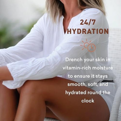 Just Nutritive Indoor Tanning Lotion - Natural Tanning Bed Moisturizer with Aloe, Coffee, Papaya & Vitamin E - Accelerate, Extend & Maintain Tan - Non-Bronzing Formula - 8 Fl Oz Avelisse