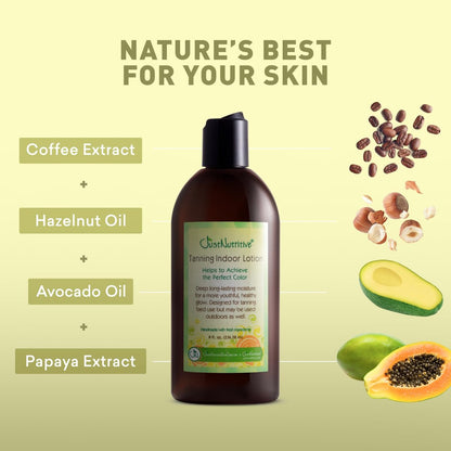 Just Nutritive Indoor Tanning Lotion - Natural Tanning Bed Moisturizer with Aloe, Coffee, Papaya & Vitamin E - Accelerate, Extend & Maintain Tan - Non-Bronzing Formula - 8 Fl Oz Avelisse