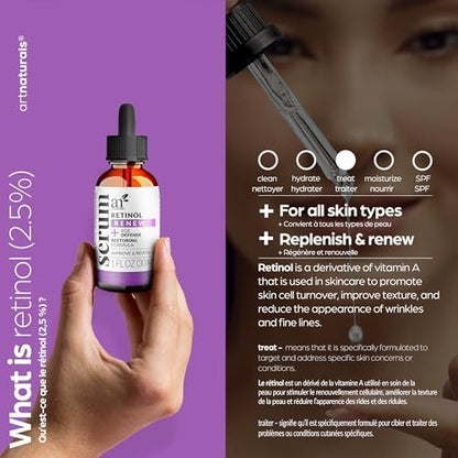 ArtNaturals Retinol Serum for Face - Anti-Aging with Vitamin C, Retinol Oil & Hyaluronic Acid - Night Therapy - 1 Fl Oz Avelisse