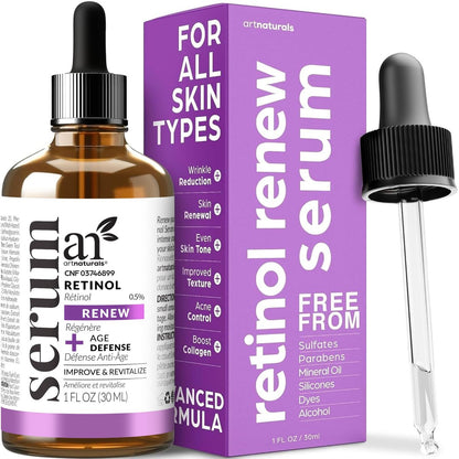 ArtNaturals Retinol Serum for Face - Anti-Aging with Vitamin C, Retinol Oil & Hyaluronic Acid - Night Therapy - 1 Fl Oz Avelisse