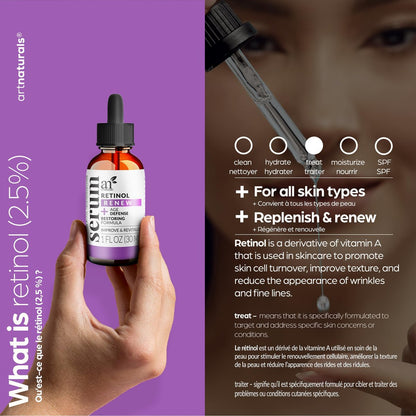 ArtNaturals Retinol Serum for Face - Anti-Aging with Vitamin C, Retinol Oil & Hyaluronic Acid - Night Therapy - 1 Fl Oz Avelisse