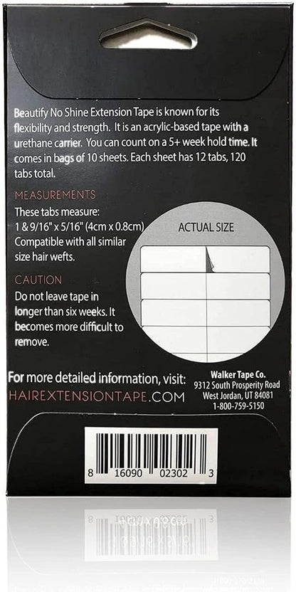 Beautify No Shine Hair Extension Tape Tabs - Double Sided Replacement Tape for Hair Extensions, 120 Tabs per Pack - Shine-Free Hold Avelisse
