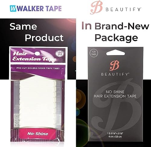Beautify No Shine Hair Extension Tape Tabs - Double Sided Replacement Tape for Hair Extensions, 120 Tabs per Pack - Shine-Free Hold Avelisse