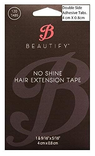 Beautify No Shine Hair Extension Tape Tabs - Double Sided Replacement Tape for Hair Extensions, 120 Tabs per Pack - Shine-Free Hold Avelisse