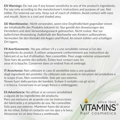 VITAMINS Hair Cosmetics Keratin Hair Serum with Biotin, Castor Oil & Collagen - Anti-Frizz Heat Protectant & Leave-In Shine Treatment for Dry, Damaged, Color-Treated Hair - 4.25 fl oz (125mL) - görsel 16