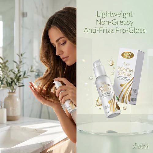 VITAMINS Hair Cosmetics Keratin Hair Serum with Biotin, Castor Oil & Collagen - Anti-Frizz Heat Protectant & Leave-In Shine Treatment for Dry, Damaged, Color-Treated Hair - 4.25 fl oz (125mL) - görsel 12