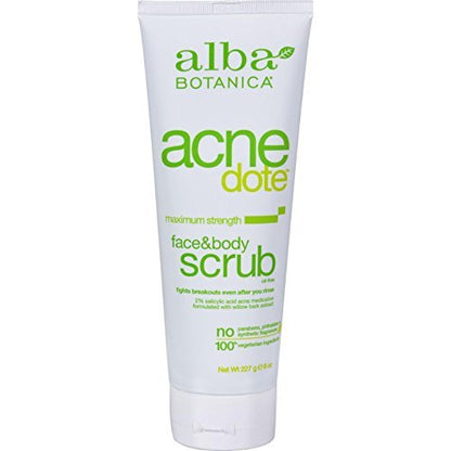 Alba Botanica Natural Acnedote Face & Body Scrub, 8 Fl Oz - Exfoliating Acne Treatment