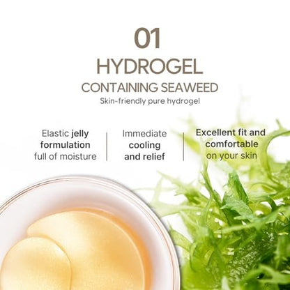 Petitfee Gold & Snail Hydrogel Eye Patches – 60 Count (30 Pairs) – 24k Gold & Snail Mucin Eye Mask for Firming, Hydrating, and Healthy Skin