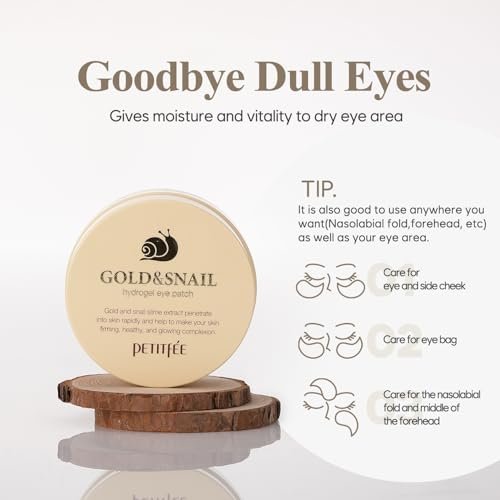 Petitfee Gold & Snail Hydrogel Eye Patches – 60 Count (30 Pairs) – 24k Gold & Snail Mucin Eye Mask for Firming, Hydrating, and Healthy Skin - görsel 16