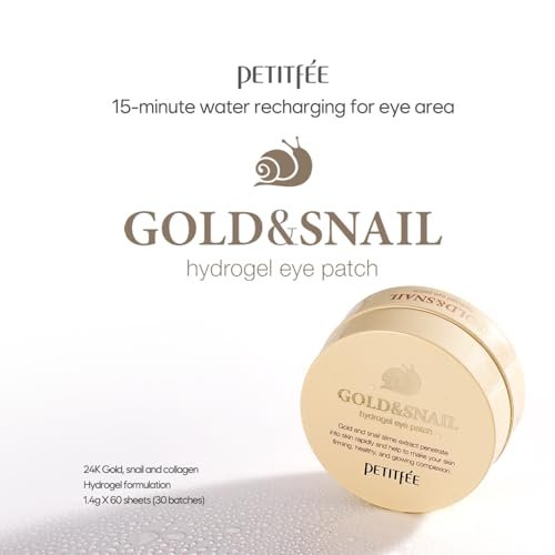 Petitfee Gold & Snail Hydrogel Eye Patches – 60 Count (30 Pairs) – 24k Gold & Snail Mucin Eye Mask for Firming, Hydrating, and Healthy Skin - görsel 6